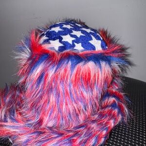USA Patriotic Fuzzy Hat – Red White Blue Festival Costume Hat
